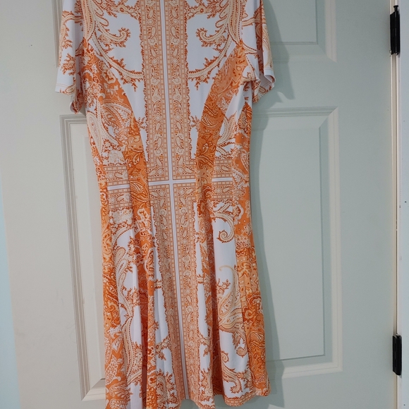 NWT Michael Kors Paisley Mixed Print Dress Nectarine - Picture 3 of 4